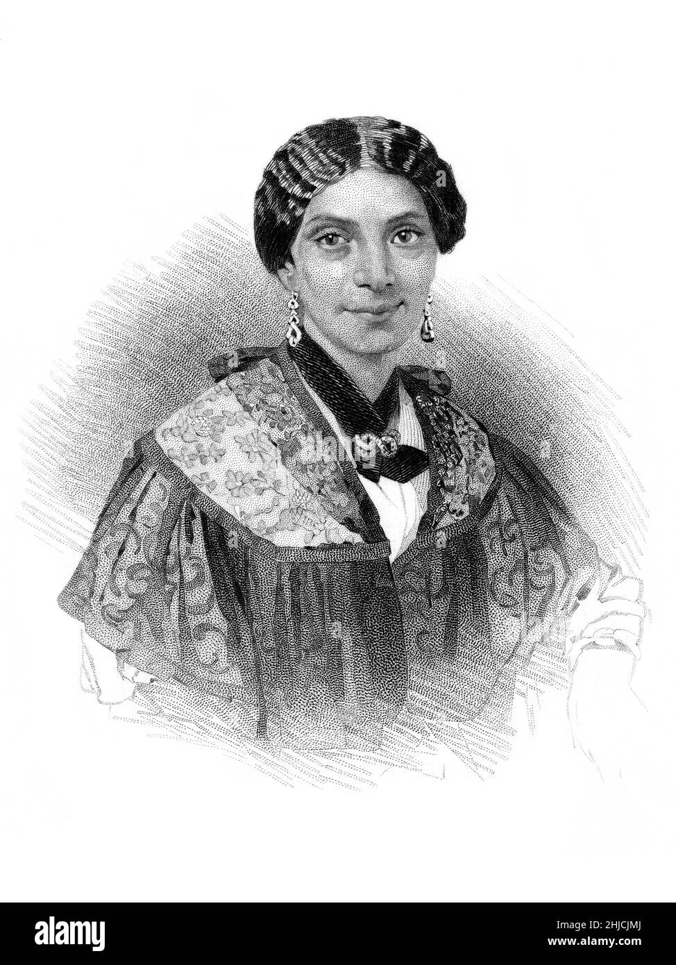 Mary Smith Peake (1823 - 22. Februar 1862) war eine afroamerikanische Lehrerin, die die Kinder ehemaliger Sklaven unter einer großen Eiche unterrichtete, die später als Emancipation Oak bekannt wurde. Die American Missionary Association bezahlte ihr Gehalt als erste schwarze Lehrerin. Bald stellte das AMA Peake Brown Cottage zur Verfügung, das als erste Einrichtung des Hampton Institute (Hampton University) gilt. Stich von Frederick W. Halpin, 1863. Stockfoto
