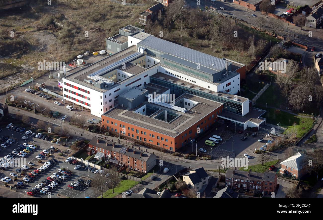 Luftaufnahme des Pontefract Hospital, West Yorkshire Stockfoto