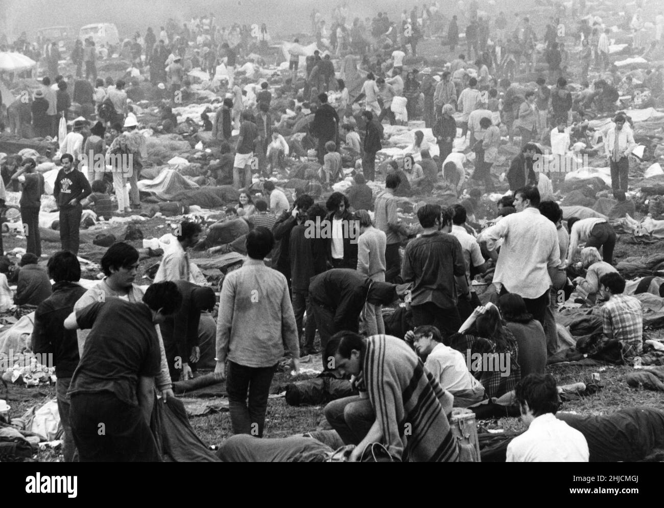 Das Woodstock Music and Art Festival, ein berühmtes Rockfestival, das vom 15. Bis 17. August 1969 auf einer Milchfarm in Bethel, New York, stattfindet. Stockfoto