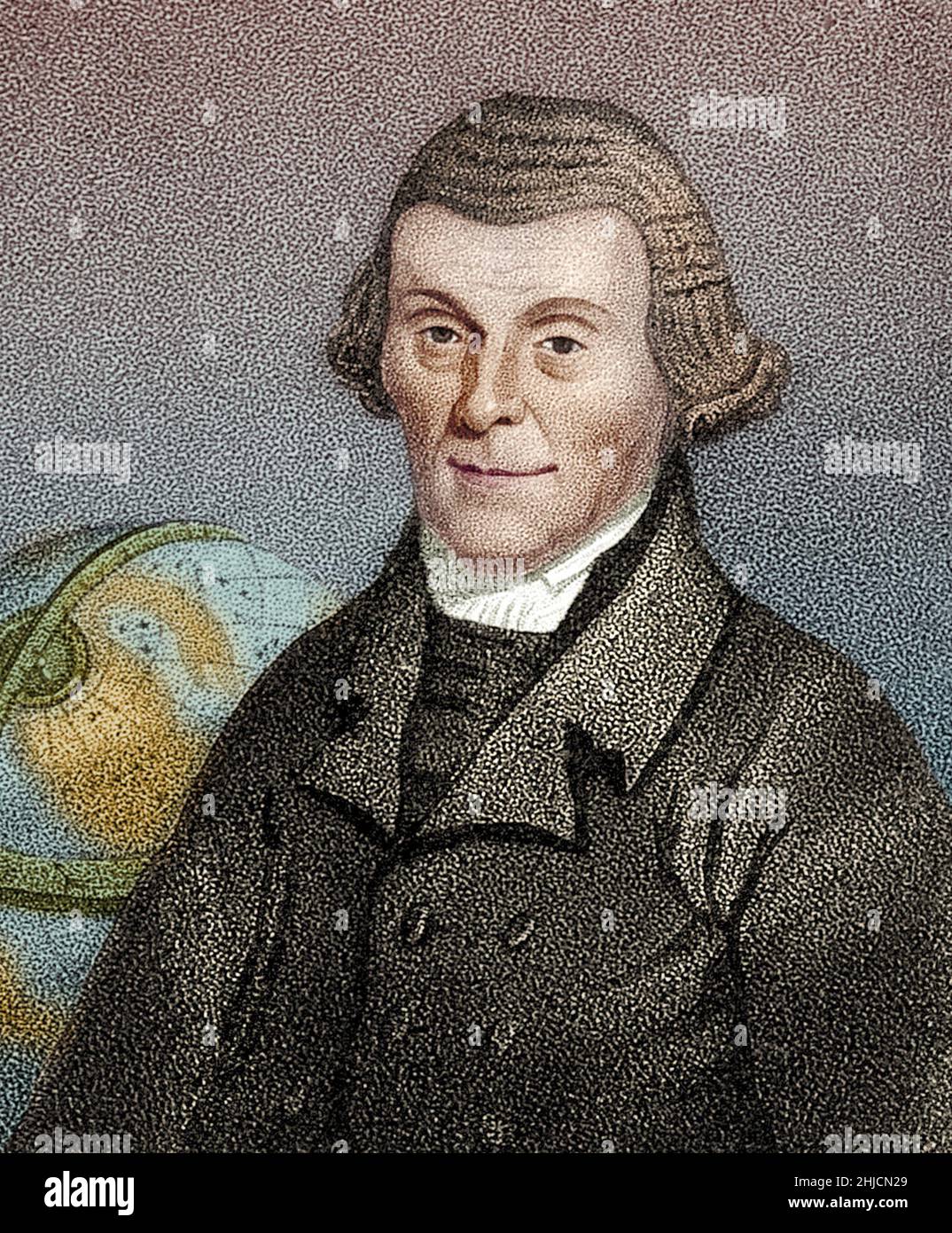 Henry Andrews (1744-1820), englischer Astronom und Mathematiker. Kolorierung eines 19th-Jahrhundert-Stippelgravur von T. Blood nach J. Watson. Stockfoto