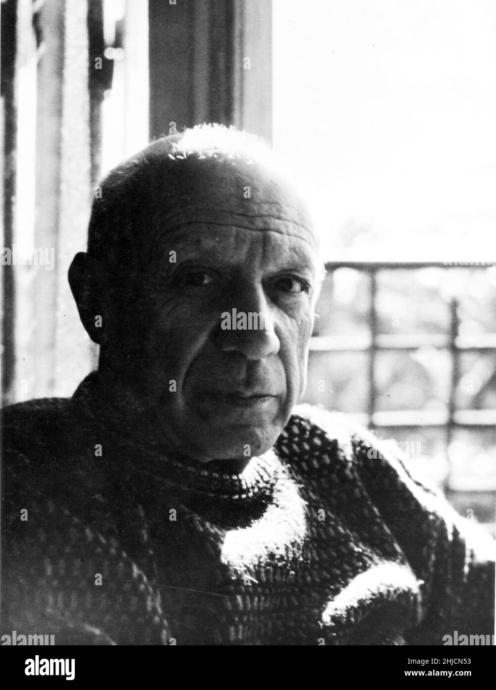 Ein Porträt des Künstlers Pablo Picasso (1881-1973) in Antibes im Jahr 1952. Stockfoto