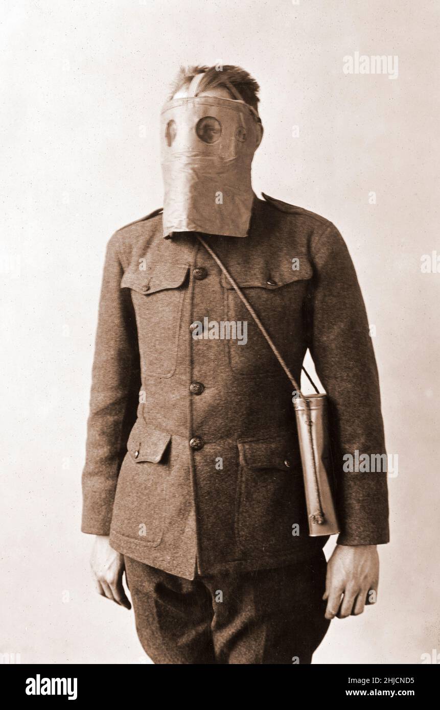 Italienische Gasmaske aus dem Ersten Weltkrieg, 1918. Stockfoto