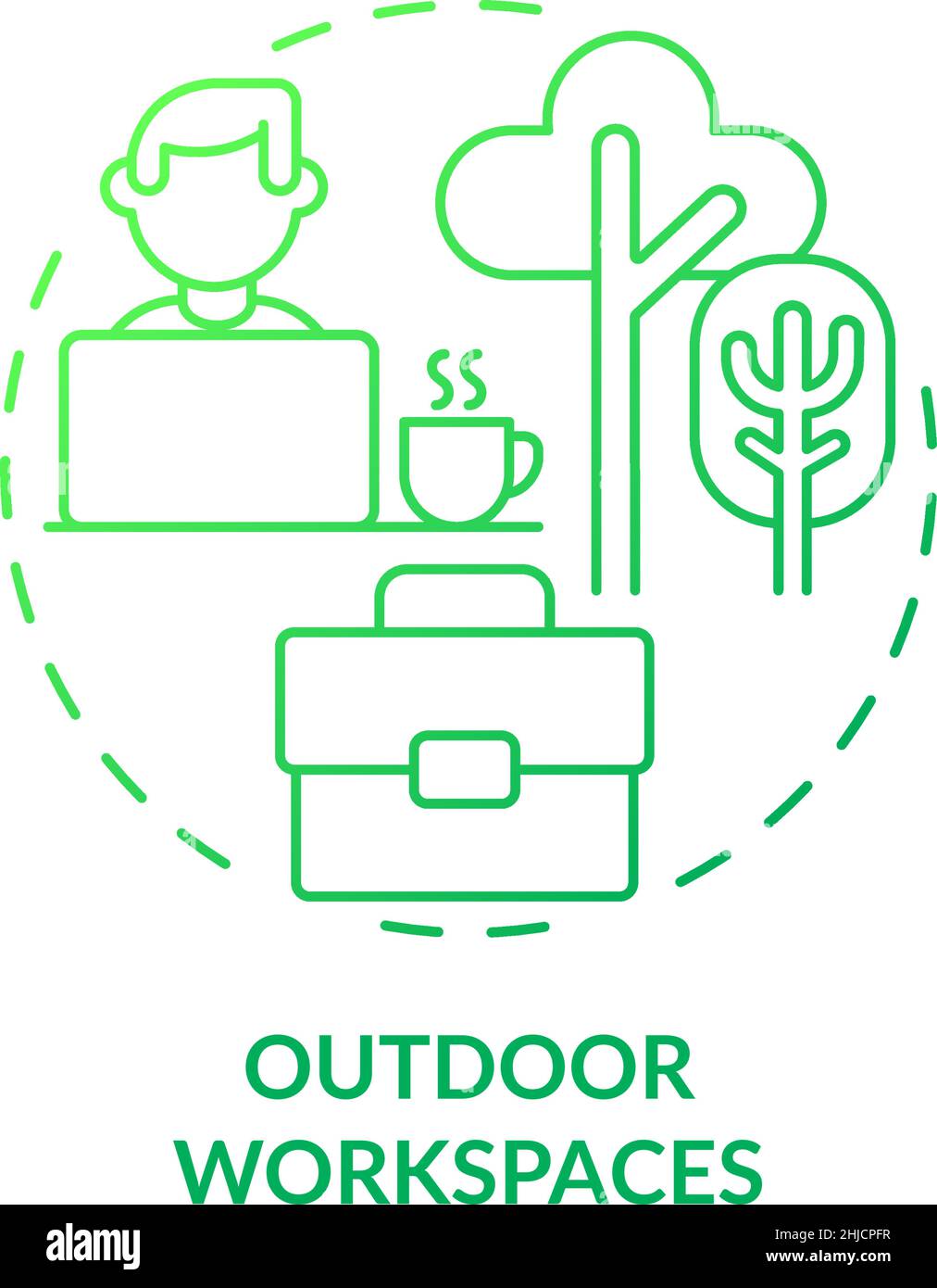Symbol für grünes Gradientenkonzept für Arbeitsplätze im Freien Stock Vektor
