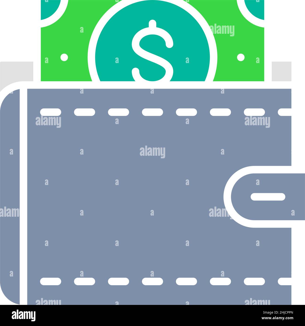 Vektor-Brieftasche mit Dollar, Geld sparen, investieren weiße Linie Symbol. Stock Vektor