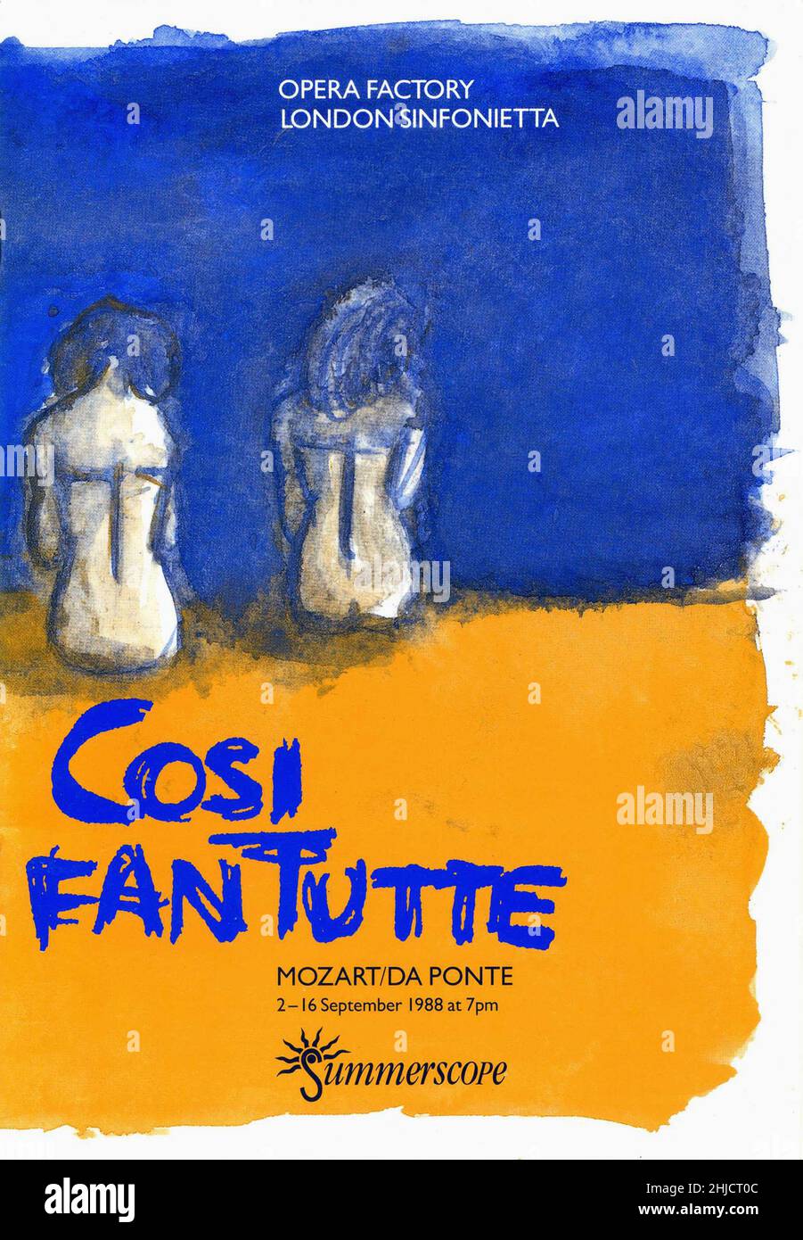 Opera-Programmcover. „Cosi Fan Tutte“ von Mozart. Opera Factory London Sinfonietta. Stockfoto