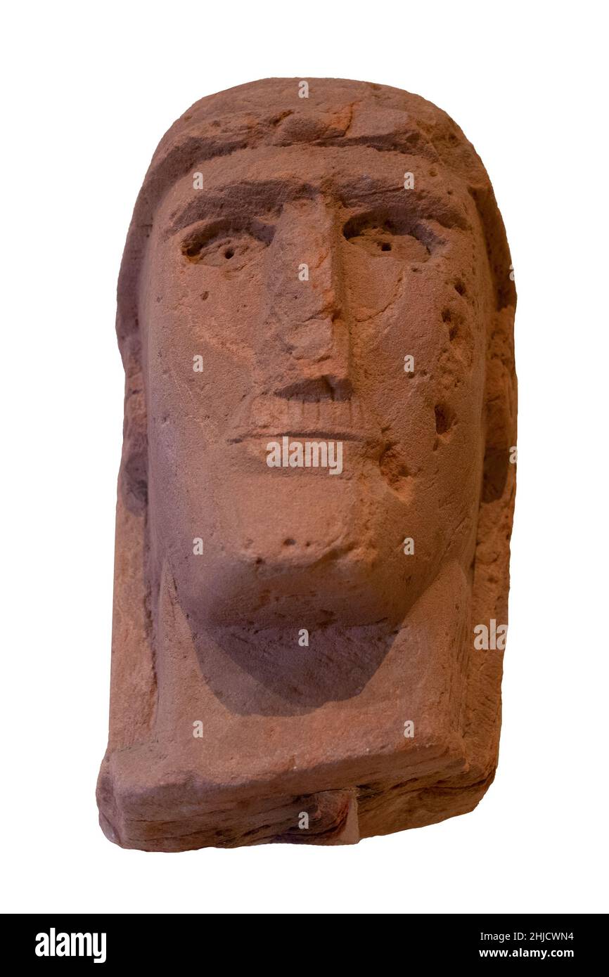 Kopf einer Sandsteinstatue aus Madain Saleh. 3rd-1st Jahrhundert B.C. Istanbul Archäologisches Museum. Stockfoto