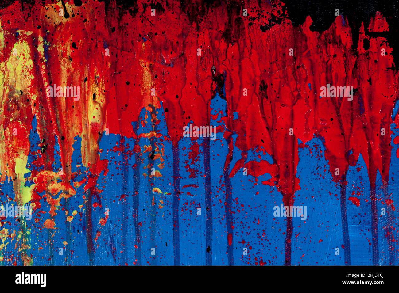 Blauer, roter und schwarzer Wandtextur-Hintergrund. Dekorative Wandfarbe. Stockfoto