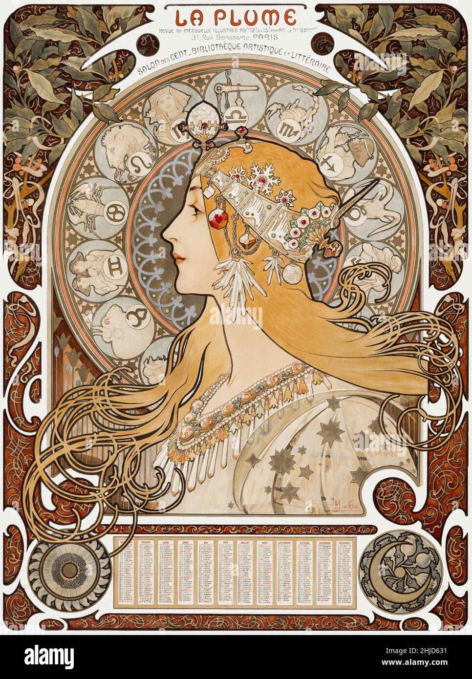 Zodiaque oder La Plume (ca. 1896–1897) von Alphonse Maria Mucha Stockfoto