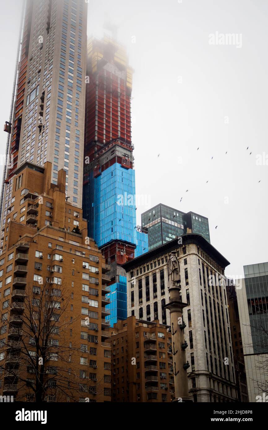 Gebäude im Bau am Columbus Circle in New York, NYC Stockfoto