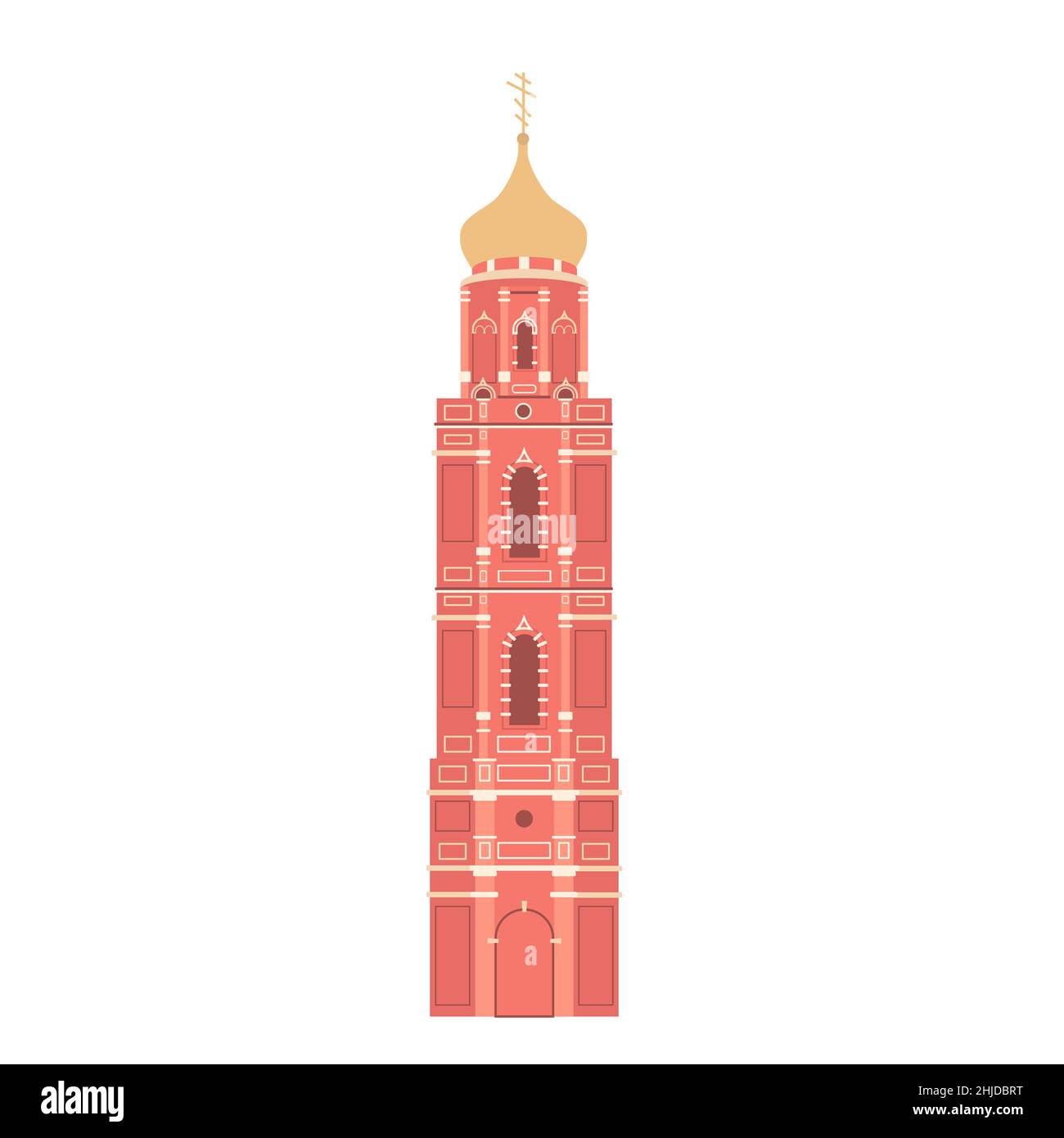 Isolieren Sie Abbildung der orthodoxen Kirche Glockenturm. Russische Kathedrale. Flacher Style Stock Vektor