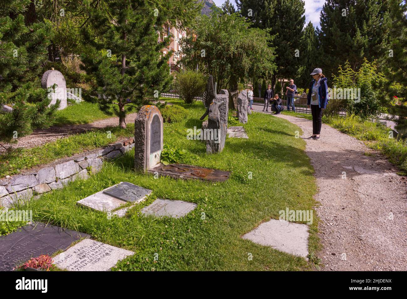 ZERMATT, SCHWEIZ - Bergsteigerfriedhof, Bergsteigerfriedhof. Stockfoto