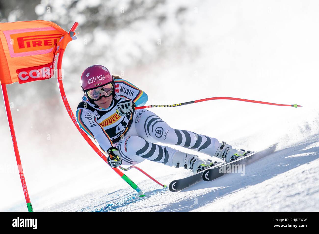 Cortina d'Ampezzo, Italien. 22. Januar 2022. HIRTL-STANGASSINGER Katrin (GER) Ski-Weltcup Damen-Abfahrt auf der Olympia delle Tofane. Stockfoto