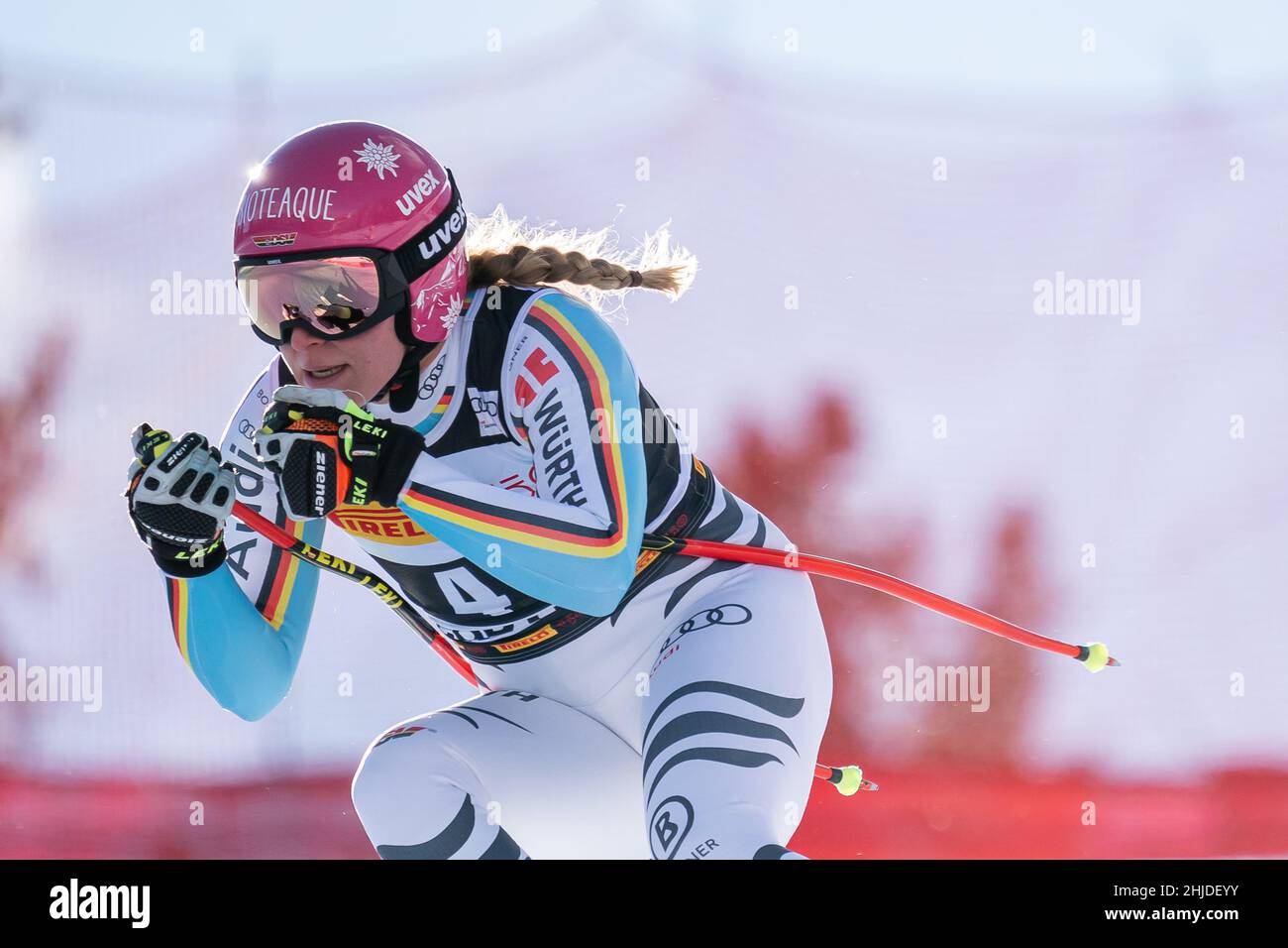 Cortina d'Ampezzo, Italien. 22. Januar 2022. HIRTL-STANGASSINGER Katrin (GER) Ski-Weltcup Damen-Abfahrt auf der Olympia delle Tofane. Stockfoto