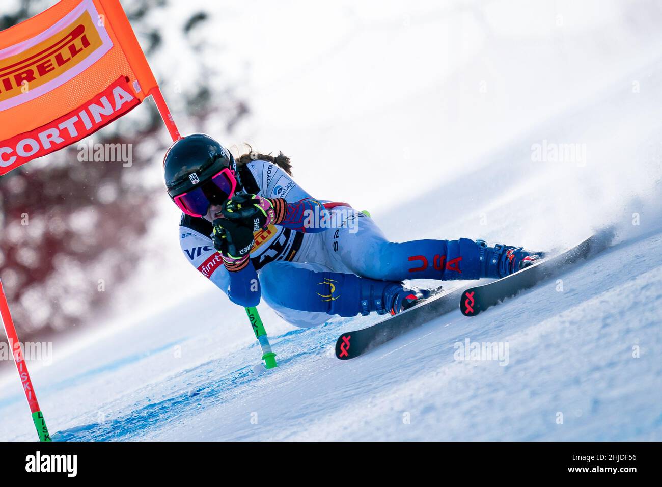 Cortina d'Ampezzo, Italien. 22. Januar 2022. WILKINSON Alix (USA) Ski World Cup Women's Downhill auf der Olympia delle Tofane. Stockfoto