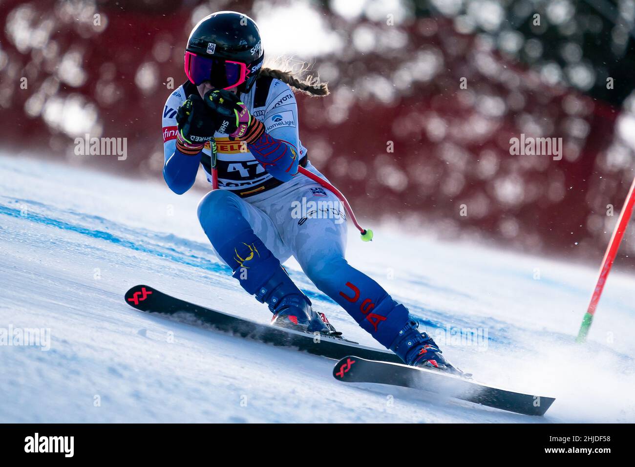 Cortina d'Ampezzo, Italien. 22. Januar 2022. WILKINSON Alix (USA) Ski World Cup Women's Downhill auf der Olympia delle Tofane. Stockfoto