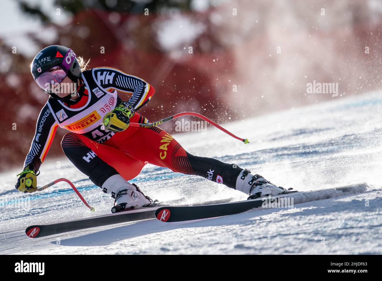 Cortina d'Ampezzo, Italien. 22. Januar 2022. FLECKENSTEIN Stefanie (CAN) Ski World Cup Damen Abfahrt auf der Olympia delle Tofane. Stockfoto