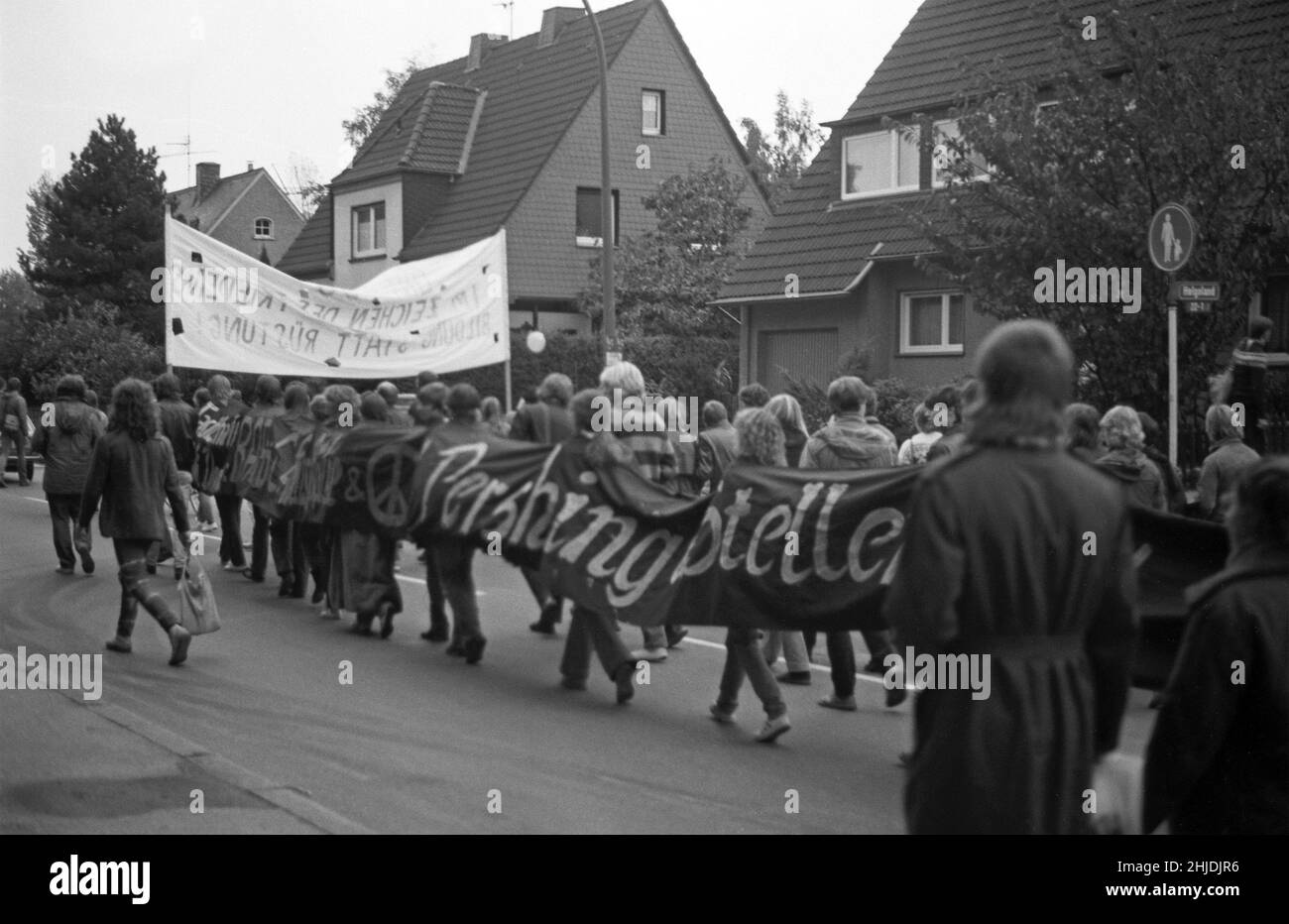 Demonstration gegen Pershing-II-Raketen, 22. Oktober 1983, Dortmund, Nordrhein-Westhalia, Deutschland Stockfoto