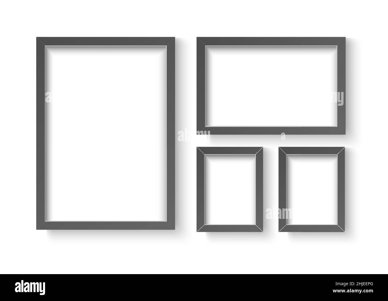 Bilderrahmen. Wandbild Modell für Foto Komposition grauen Rand Objekt mit Schatten. Vektorgrafiker. Stock Vektor