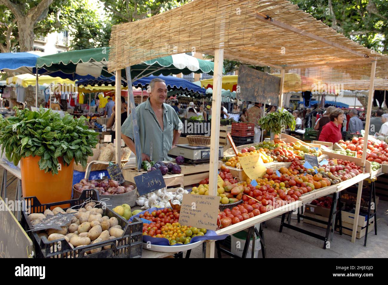 BIOS „Marche aux legumes“ Stockfoto