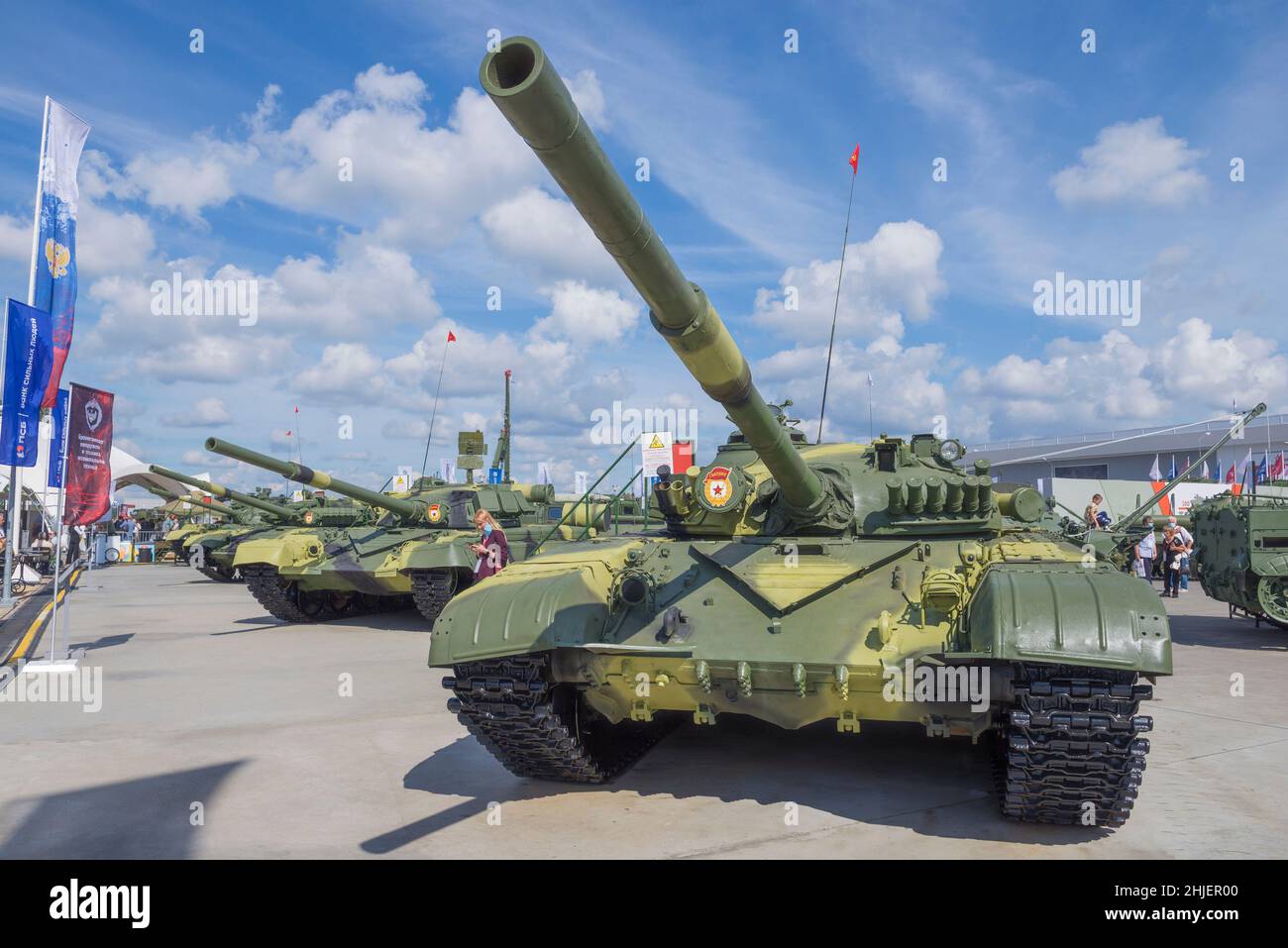 REGION MOSKAU - 25. AUGUST 2020: T-72M ist eine Exportmodifikation des sowjetischen Hauptpanzers T-72A 'Ural'. Ausstellung des militärisch-technischen Forums 'Army-2 Stockfoto