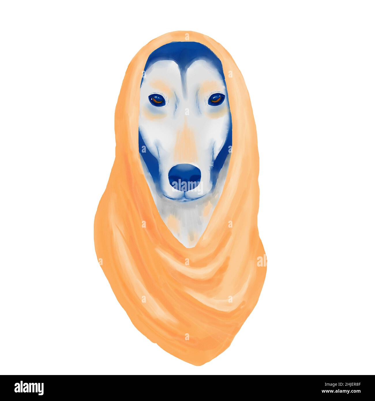 Saluki in Hijab Aquarell Cliparts. Stockfoto