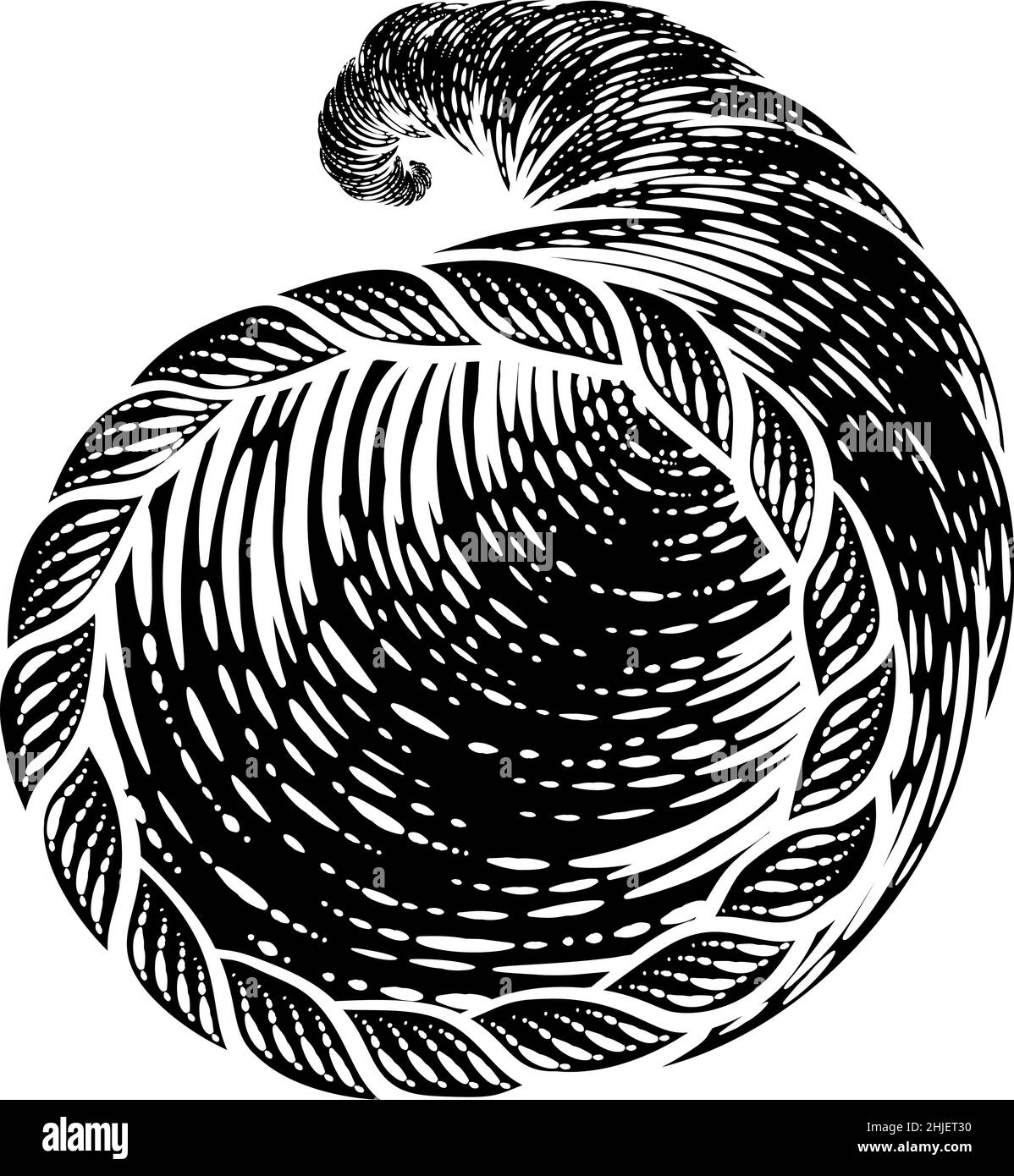 Cornucopia Horn Vintage Holzschnitt Illustration Stock Vektor