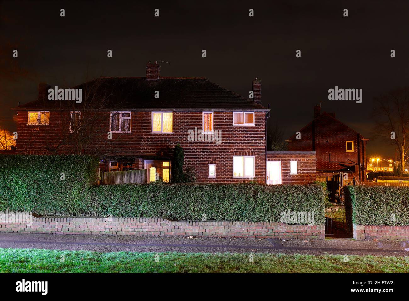 30 East Drive in Pontefract, West Yorkshire, ist die Heimat eines der gewalttätigsten Poltergeister in Europa und soll der Schwarze Mönch von Pontefrac sein Stockfoto