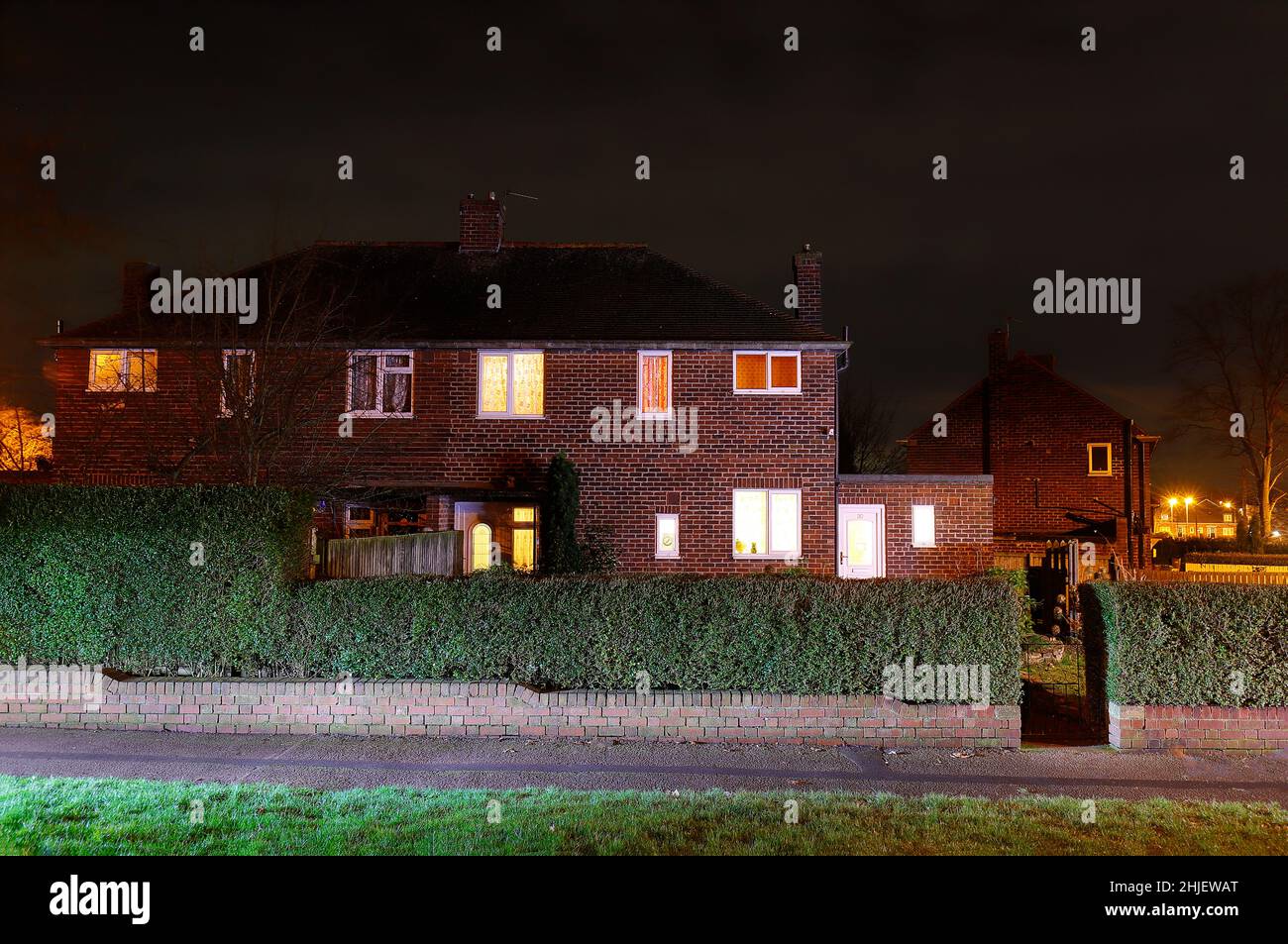 30 East Drive in Pontefract, West Yorkshire, ist die Heimat eines der gewalttätigsten Poltergeister in Europa und soll der Schwarze Mönch von Pontefrac sein Stockfoto