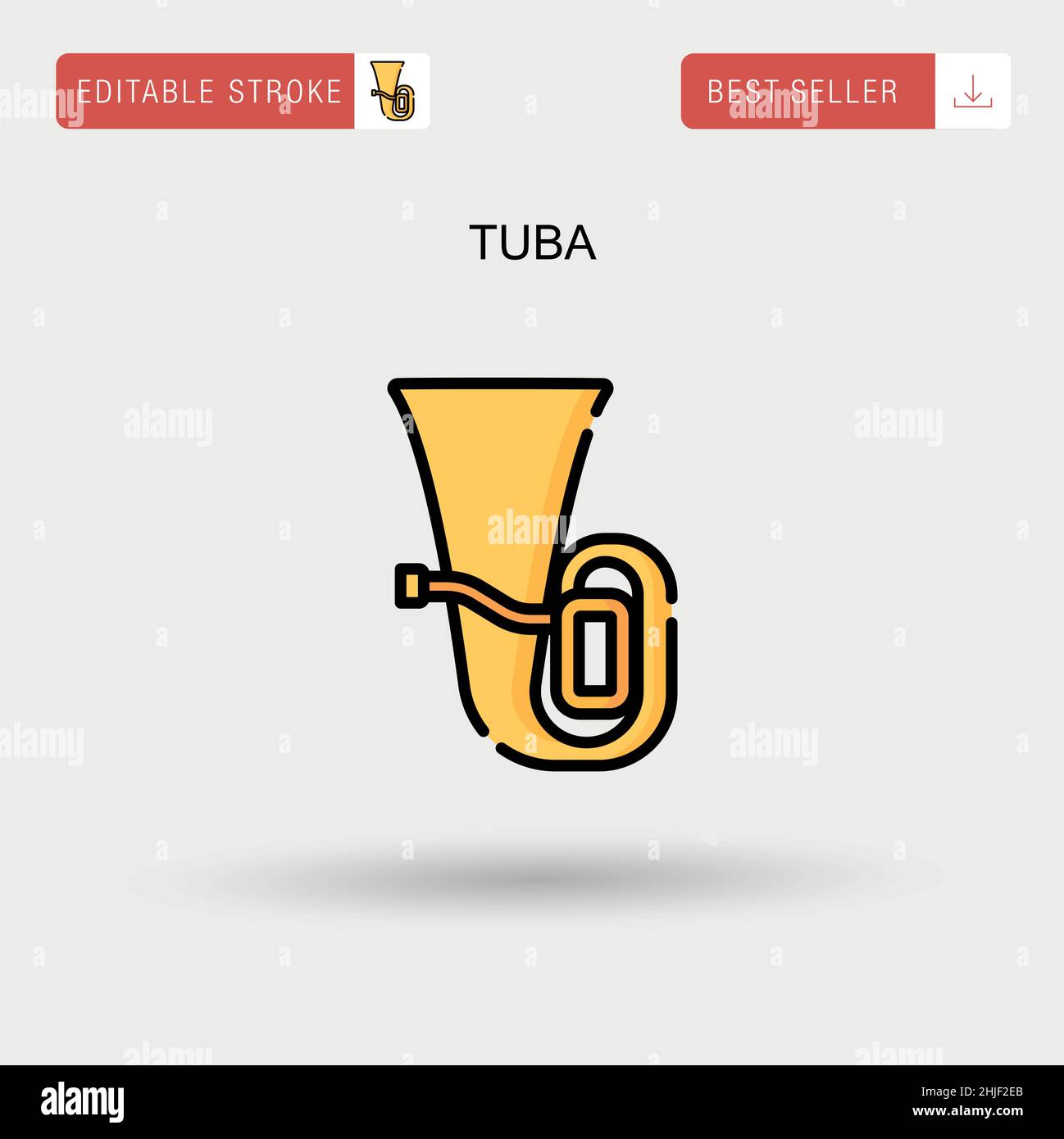 Einfaches Tuba-Vektor-Symbol. Stock Vektor