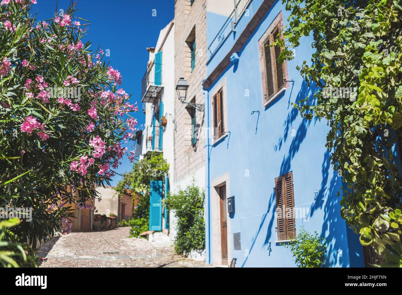 Urlaub in Italien. Bosa Stadt, Insel Sardinien, Italien. Beliebtes Reiseziel Stockfoto