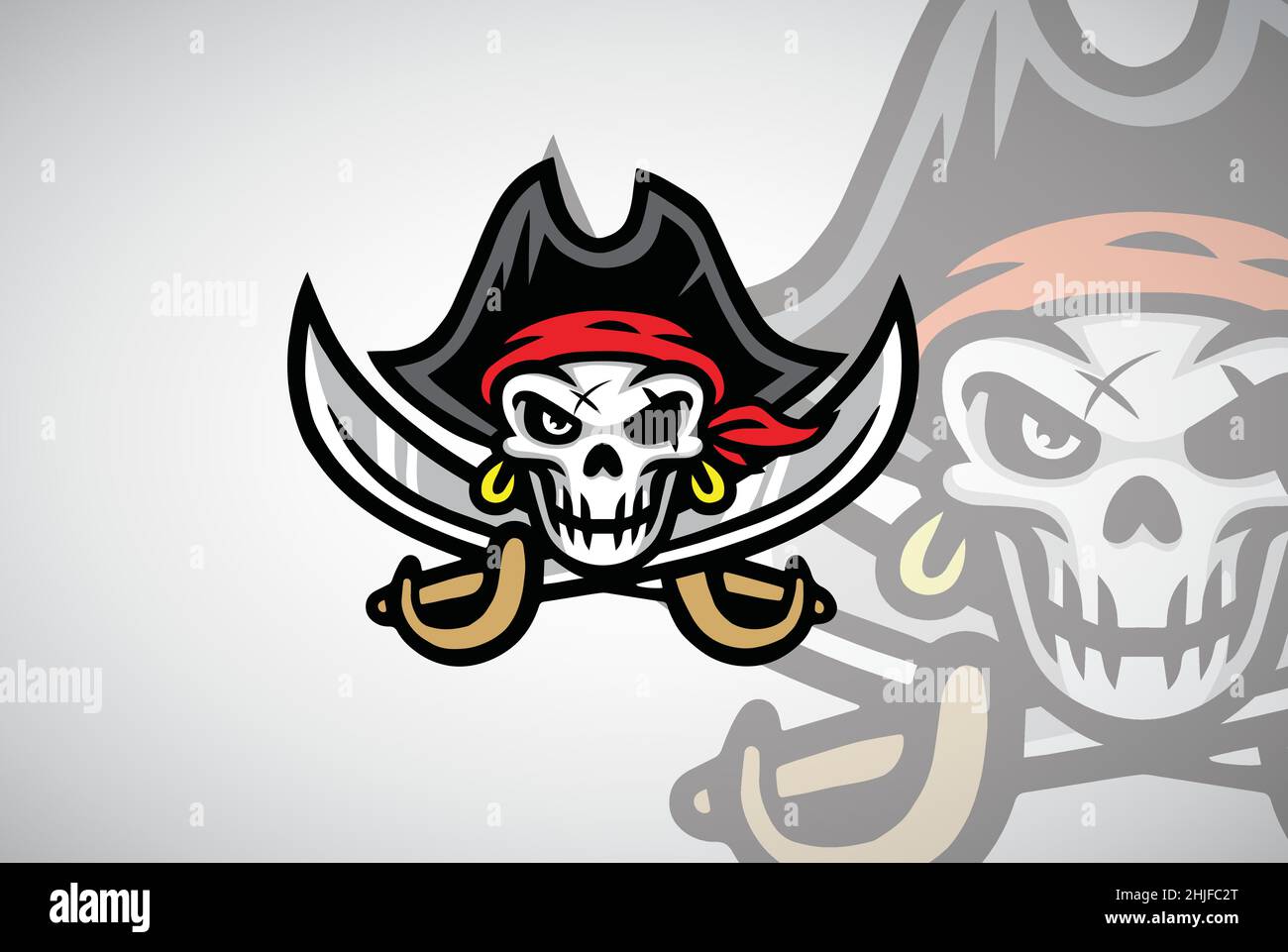 Pirate Skull Logo Design Vektor Maskottchen Illustration Symbol Stock Vektor