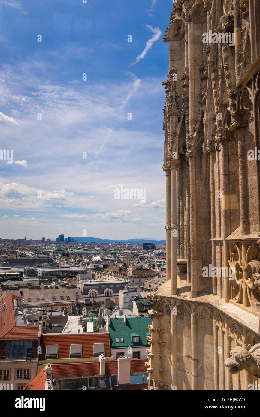 Blick über Wien vom Stephansdom, Wien, Österreich Stockfoto