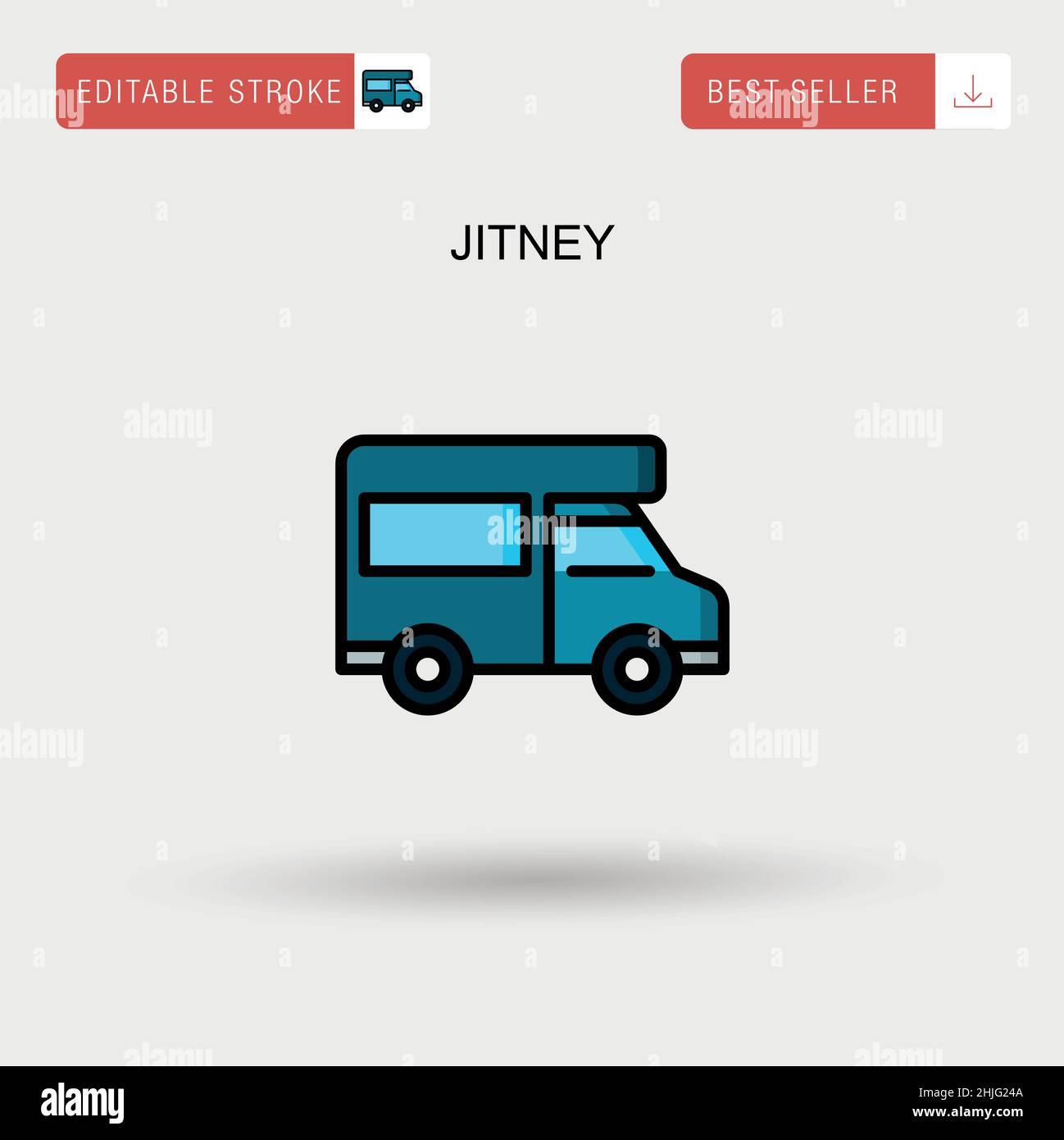 Einfaches Vektorsymbol für Jitney. Stock Vektor