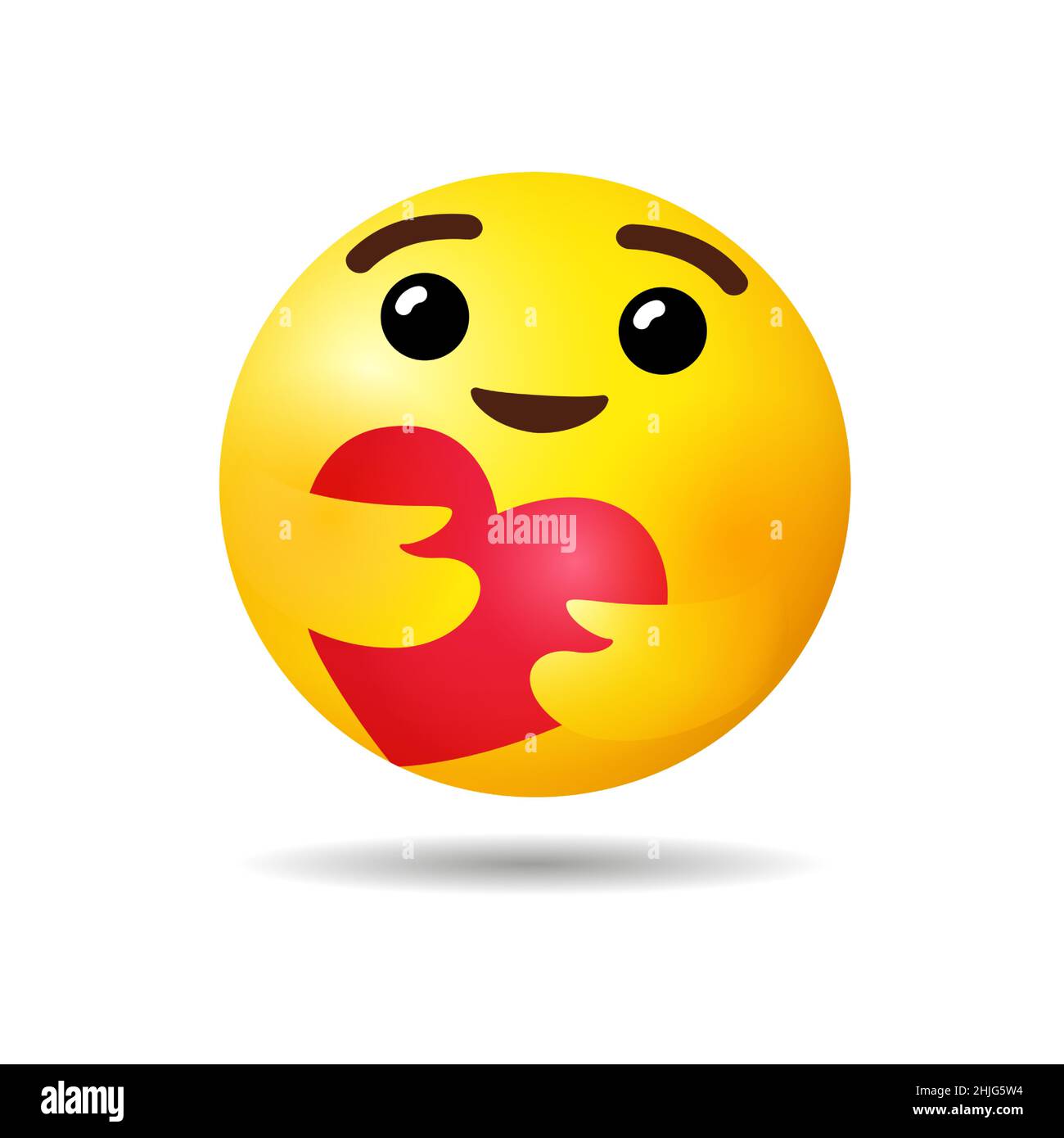Symbol „Care Emoji-Reaktion“. Hochwertiges, rundes, gelbes Vektoremoticon für Kommentare zu Social Media-Chats. Umarmung oder Liebeszeichen Stock Vektor