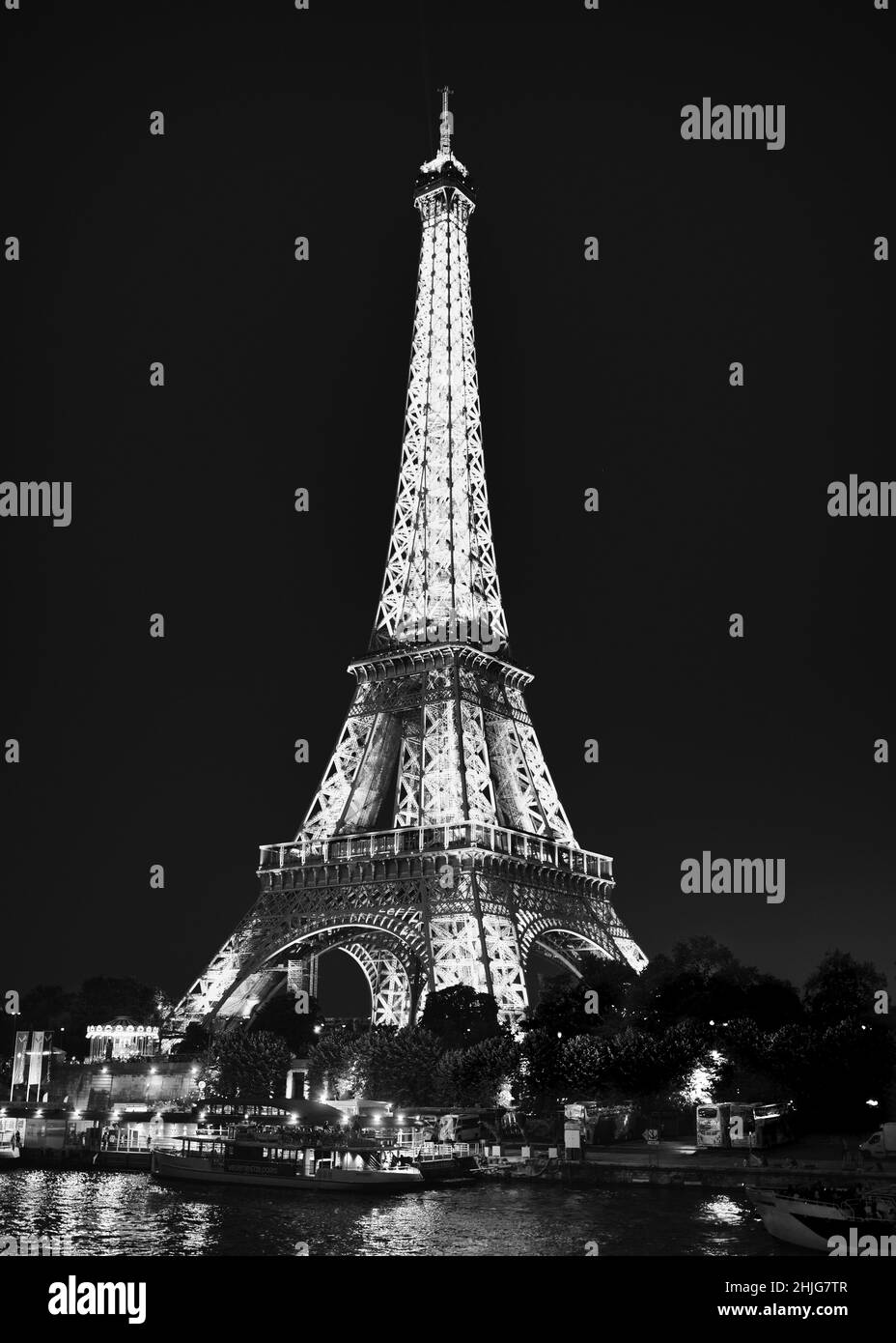 Graustufen des Eiffelturms in Paris Stockfoto