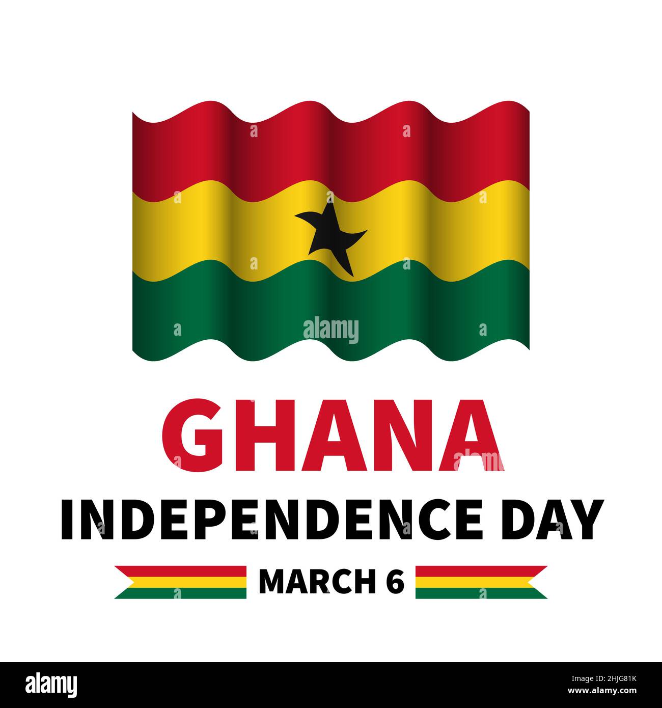 Typografie-Poster zum Unabhängigkeitstag von Ghana. Ghanaische Feiertage am 6. März. Vektor-Vorlage für Banner, Grußkarte, Flyer, etc. Stock Vektor