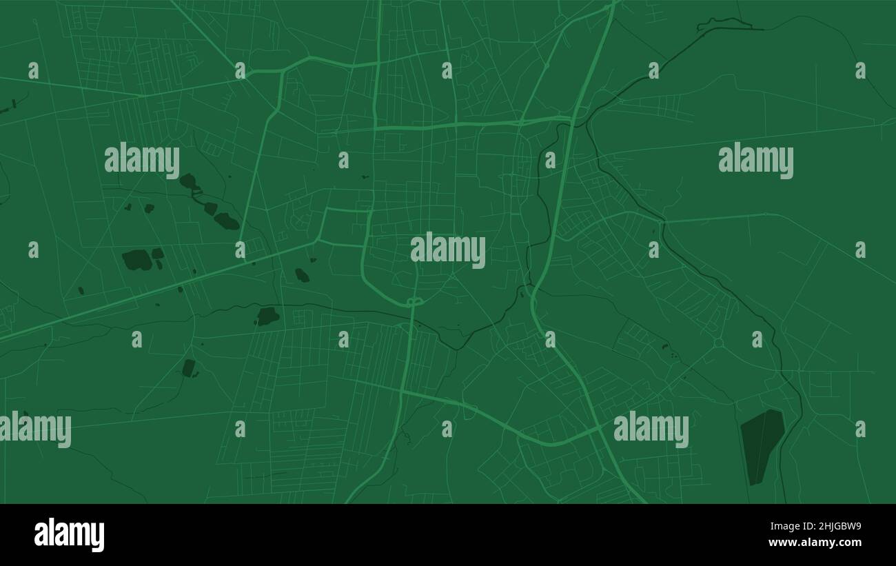Grün Częstochowa Stadtgebiet Vektor Hintergrund Karte, Straßen und Wasser Illustration. Widescreen-Format, Roadmap für digitales flaches Design. Stock Vektor