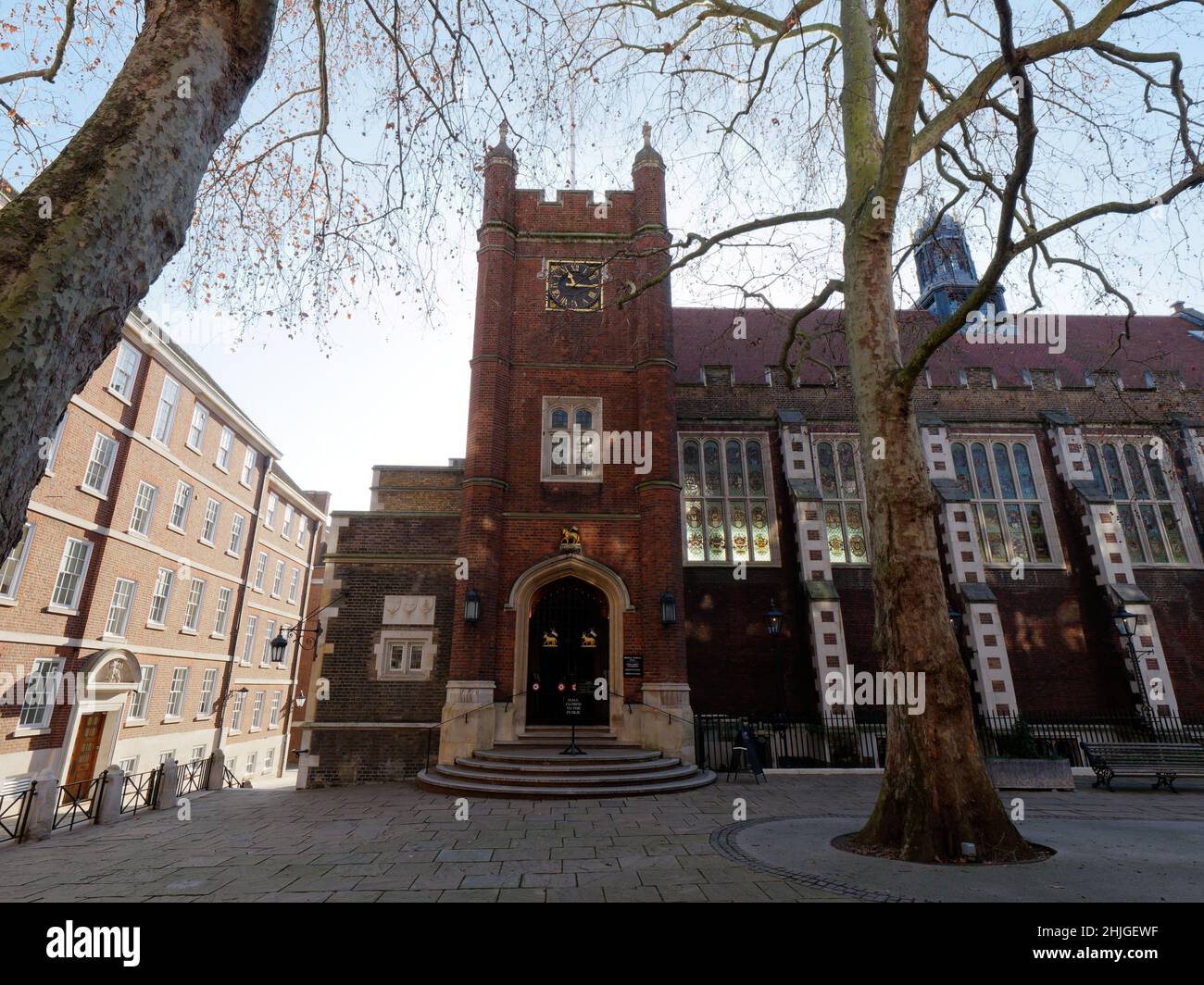London, Greater London, England, Januar 5. 2022: Middle Temple Hall eines der vier Inns of Court für die Ausbildung von Jurastudenten im Rechtsbezirk. Stockfoto