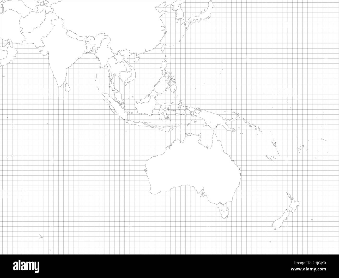 Australien und Südostasien Einfache Umrisse leere Karte Stock Vektor
