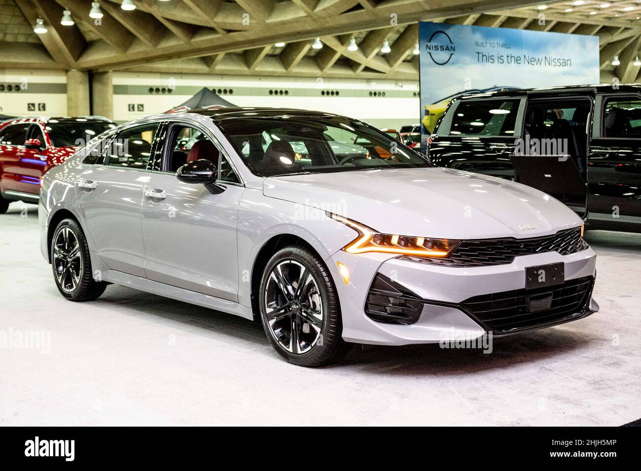 Baltimore, MD, USA. 28th Januar 2022. 28. Januar 2022 - Baltimore, MD, USA: Eine 2022 Kia K5 GT-Line auf der Maryland Auto Show. (Bild: © Michael Brochstein/ZUMA Press Wire) Stockfoto