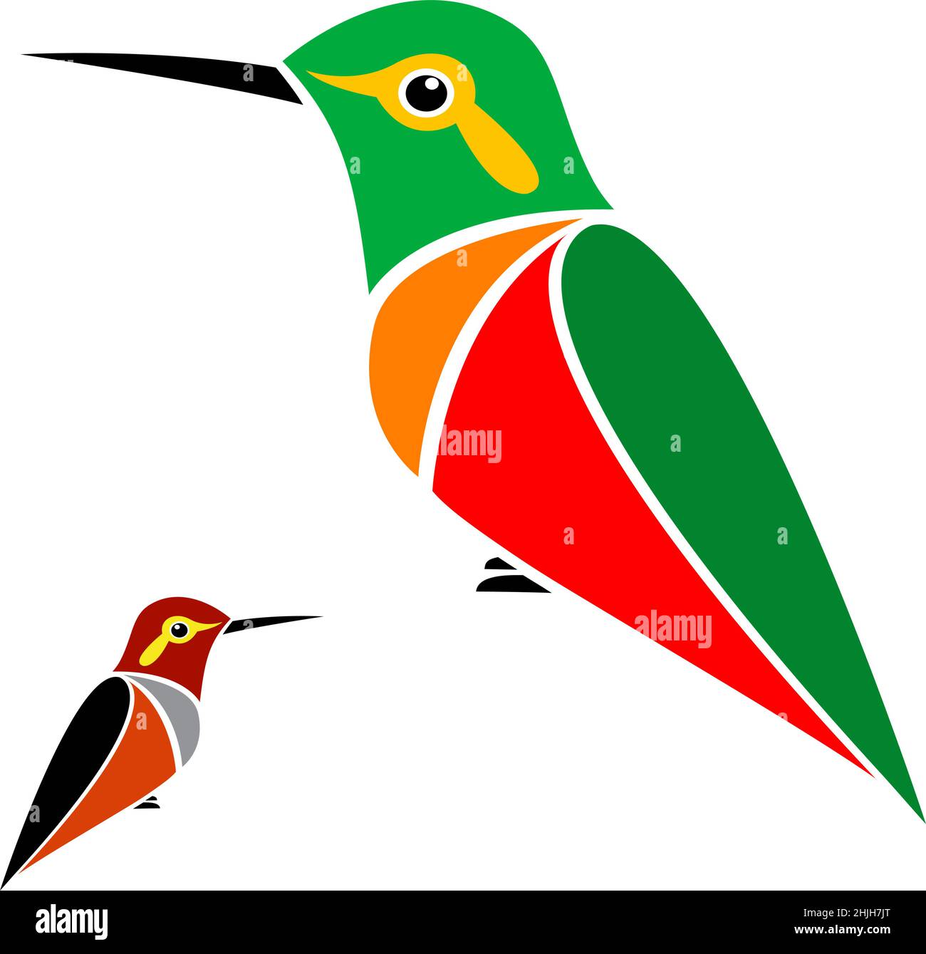 Vektorbild von Kolibri auf weißem Hintergrund. Leicht editierbare Vektorgrafik mit Ebenen. Wilde Tiere. Stock Vektor