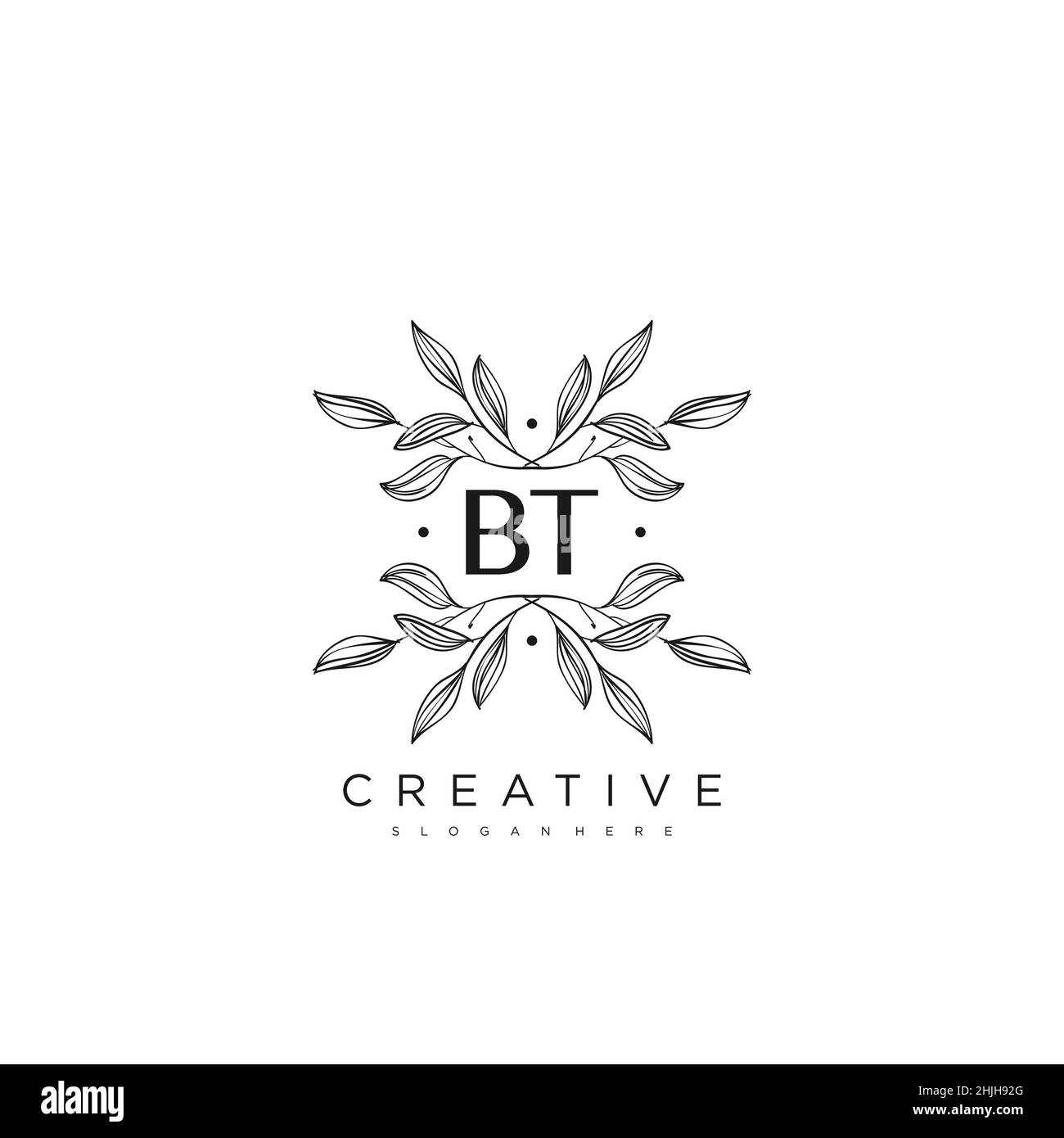 BT Initial Letter Flower Logo Template Vektor Premium-Vektor Stock Vektor