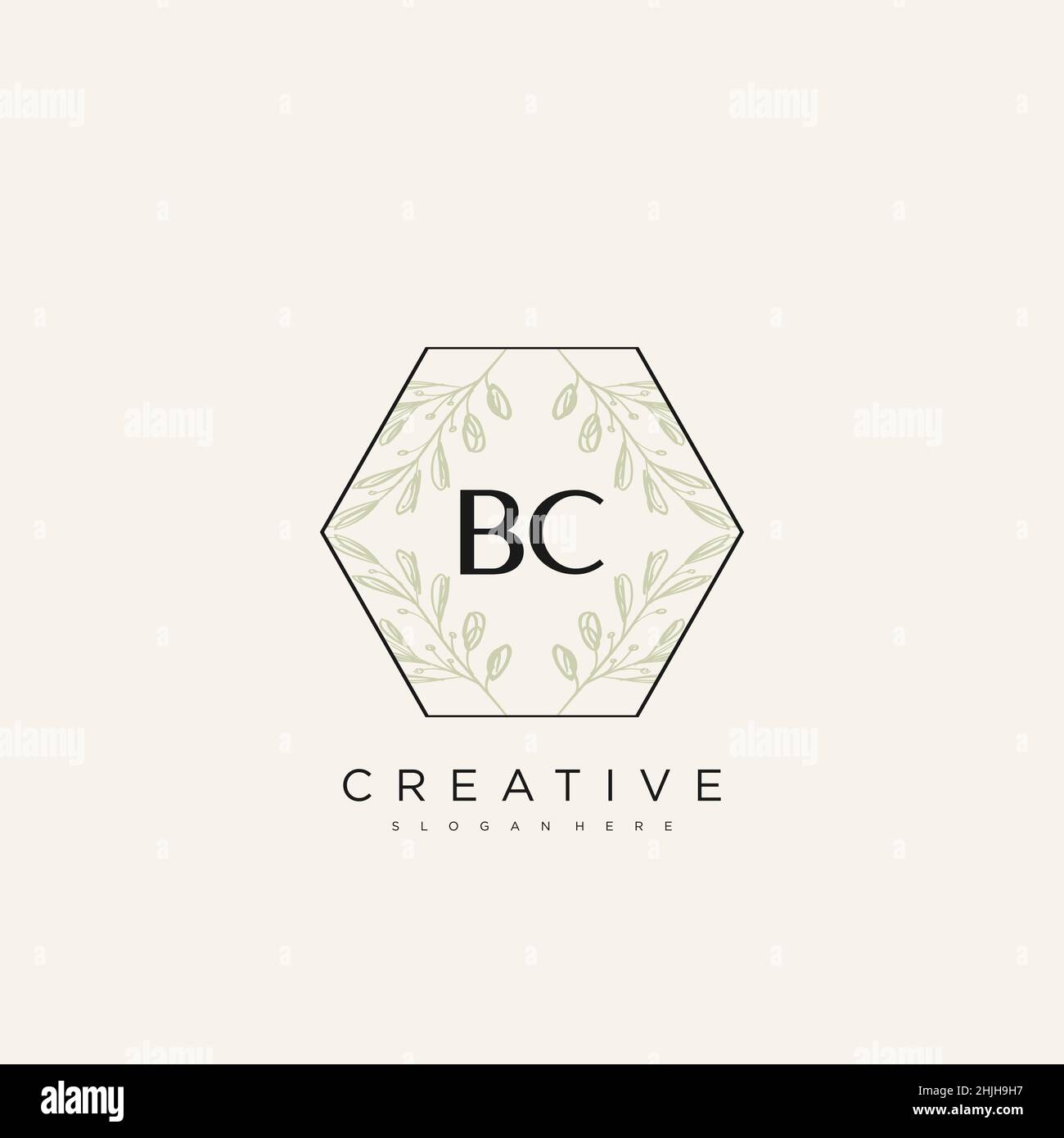BC Initial Letter Flower Logo Template Vektor Premium-Vektor Stock Vektor