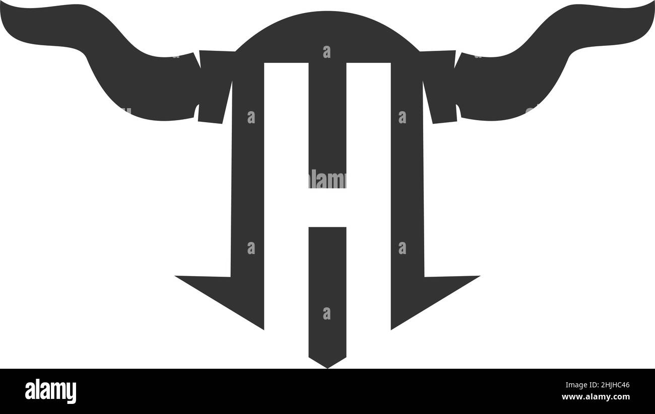 Bullkopf Buchstabe H Symbol Illustration Markenidentität Stock Vektor