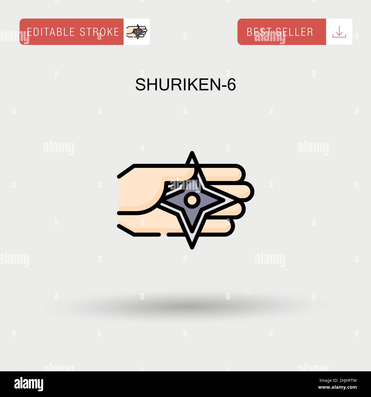 Shuriken-6 einfaches Vektorsymbol. Stock Vektor