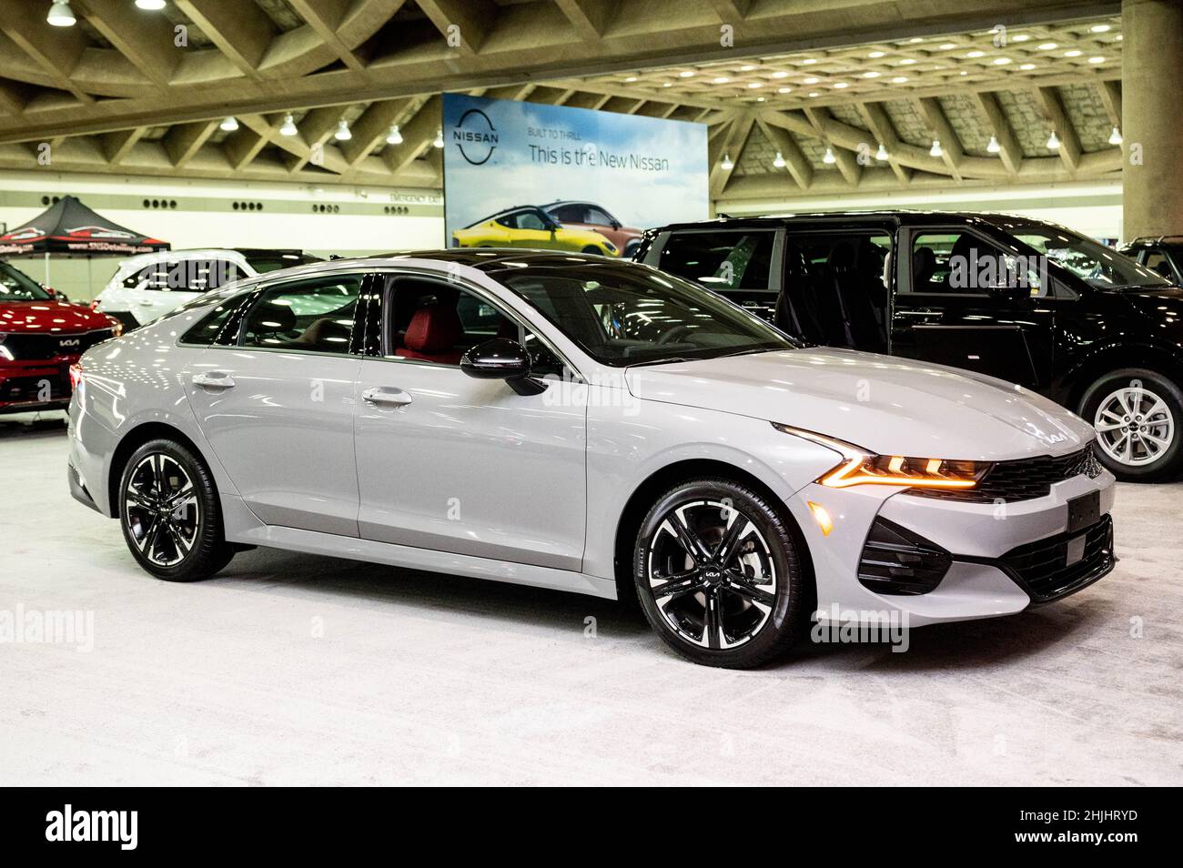 Baltimore, Usa. 28th Januar 2022. Eine 2022 Kia K5 GT-Line, die während der Maryland Auto Show 2022 im Baltimore Convention Center gezeigt wurde. Kredit: SOPA Images Limited/Alamy Live Nachrichten Stockfoto