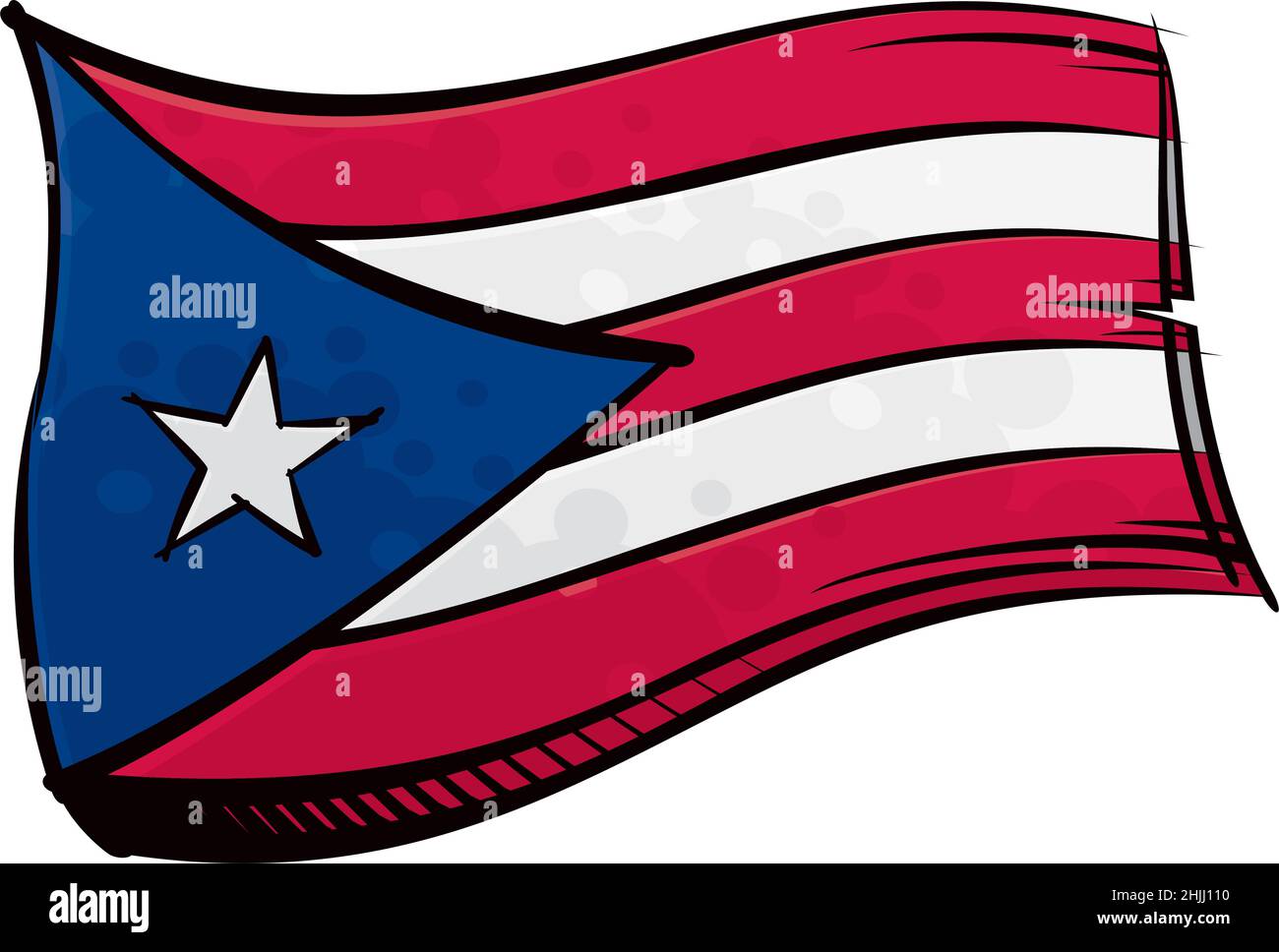 Bemalte Flagge von Puerto Rico winkt im Wind Stock Vektor