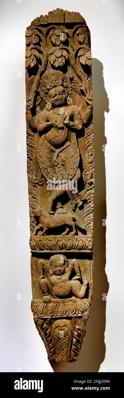 Museum für orientalische Kunst Turin Italien - Dekorative Elemente aus dem Kathmandu-Tal - Nepal 17th Jahrhundert Holz Stockfoto