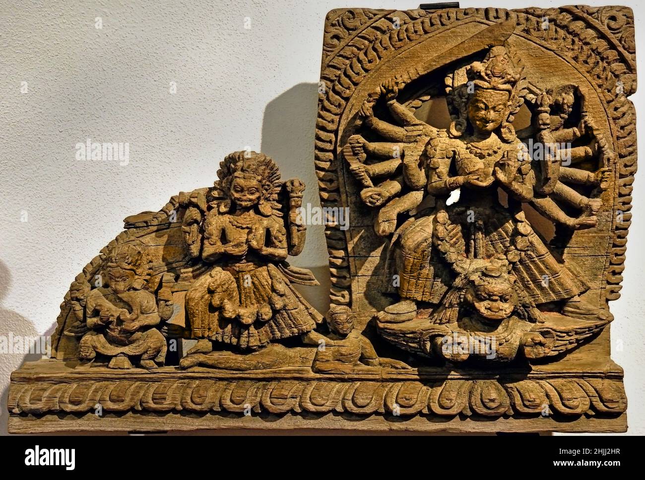 Museum für orientalische Kunst Turin Italien - Dekorative Elemente aus dem Kathmandu-Tal - Nepal 17th Jahrhundert Holz Stockfoto