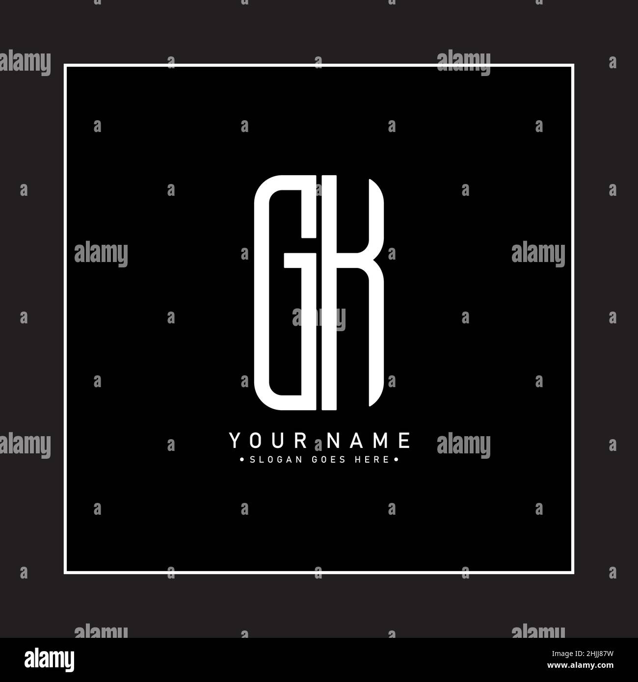 Minimal Business Logo für Alphabet GK - Anfangsbuchstabe G und K Logo Stock Vektor